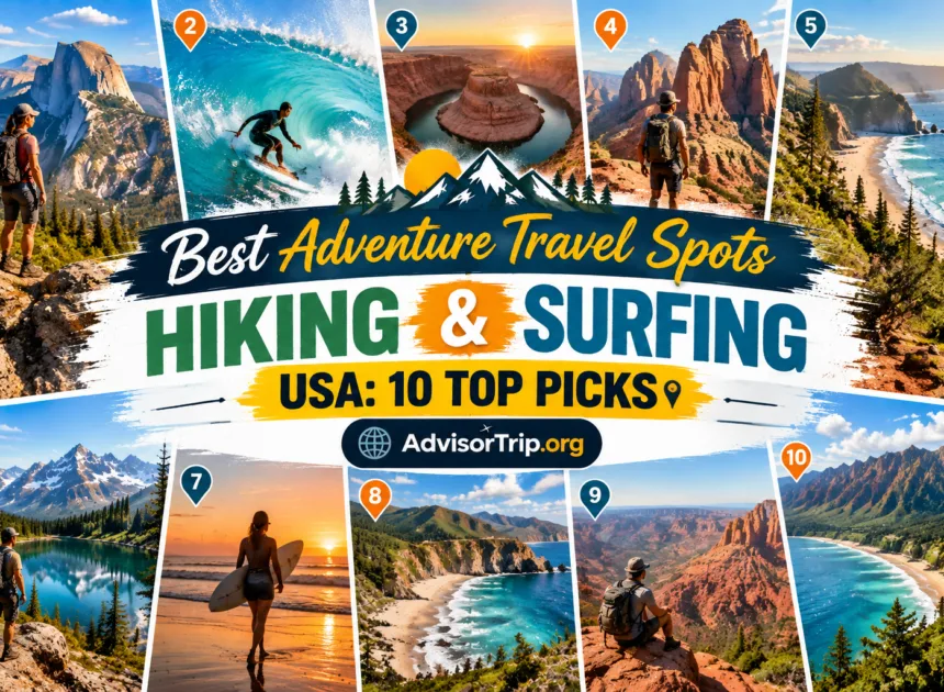Best Adventure Travel Spots Hiking Surfing USA: 10 Top Picks