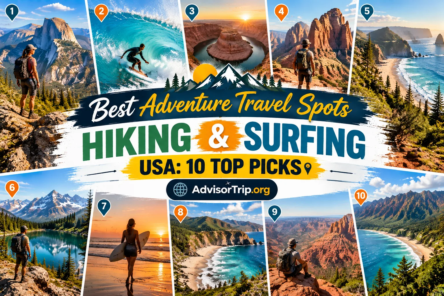 Best Adventure Travel Spots Hiking Surfing USA: 10 Top Picks